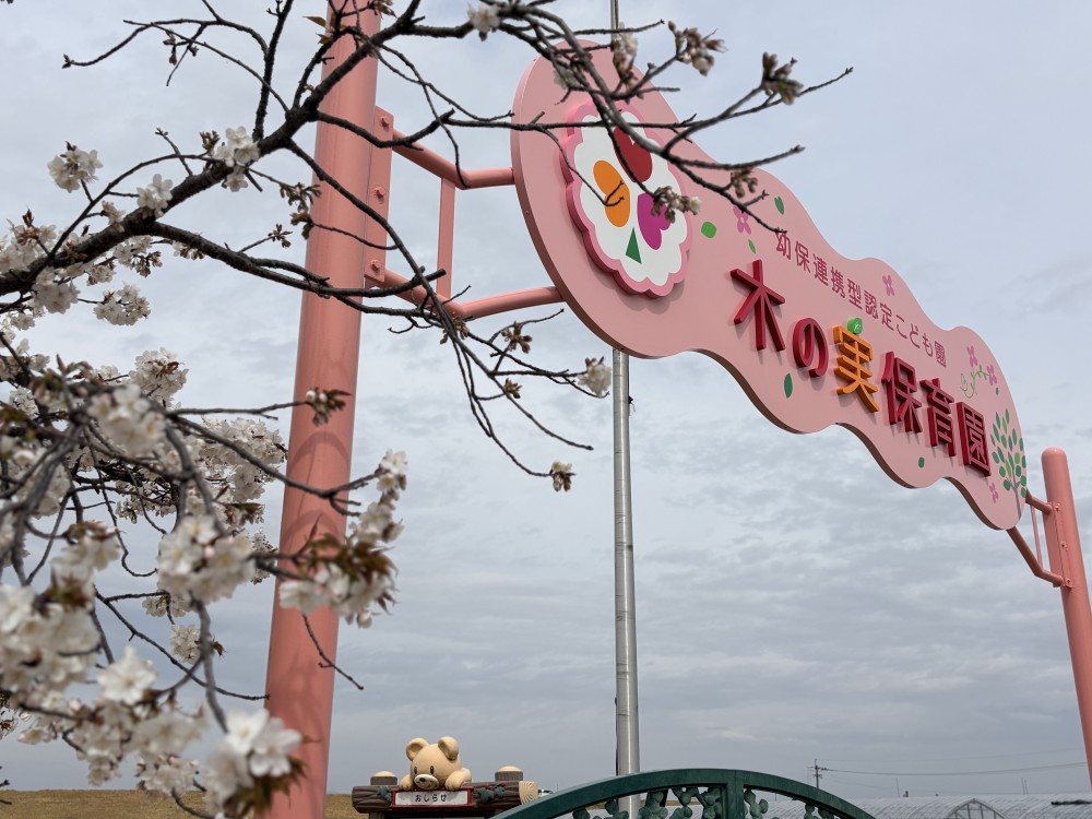 幼保連携型こども園　木の実保育園様／ステンレスサイン、壁面・柱塗装